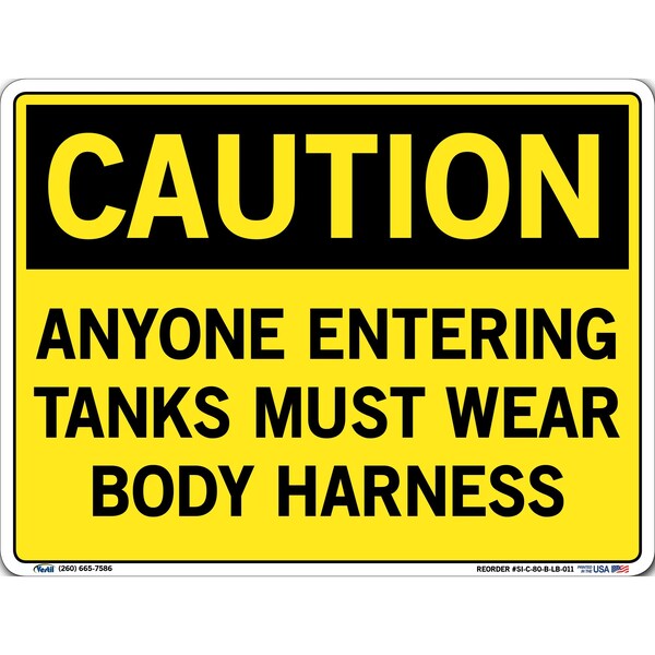 Sign, Caution, 12.5x9.5", Label/Decal, .011, SI-C-80-B-LB-011